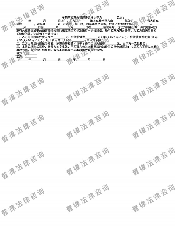 车辆事故双方调解协议书3