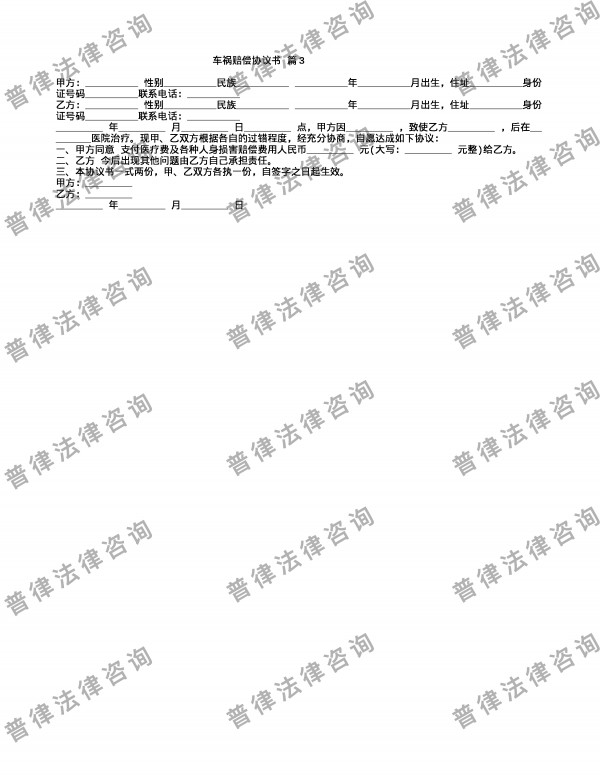 车祸赔偿协议书 篇3