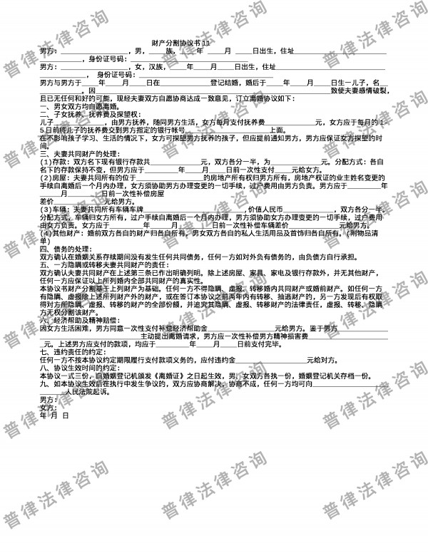 财产分割协议书11