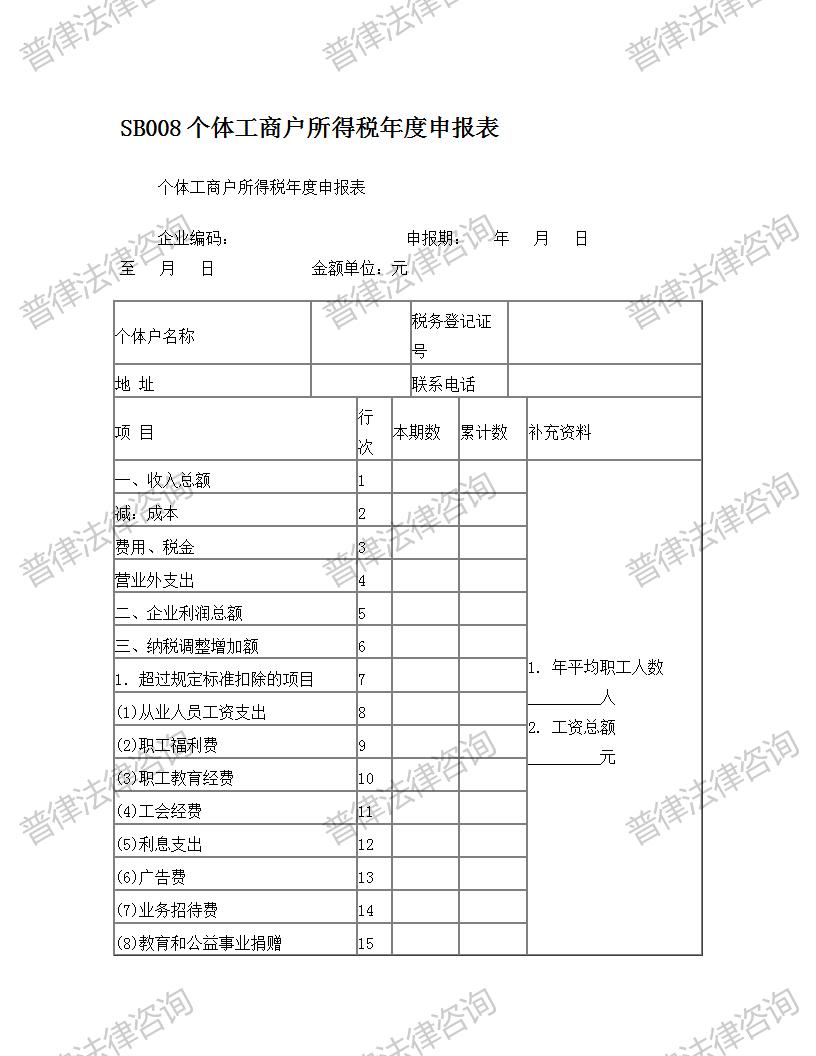 个体工商户所得税年度申报表